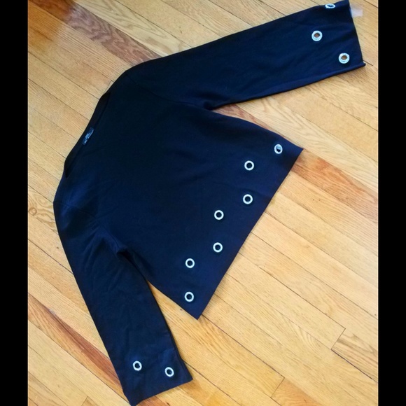 Zara long sleeve boatneck rhinestone grommet top - Picture 1 of 8